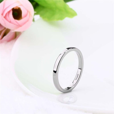 womens silver ring band - simple minimalist silver smooth titanium womens ring