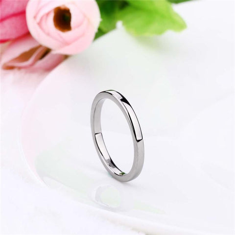 womens silver ring band - simple minimalist silver smooth titanium womens ring