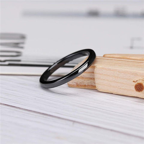 Hypoallergenic ring - 2mm Simple Black Ceramic Unisex Ring