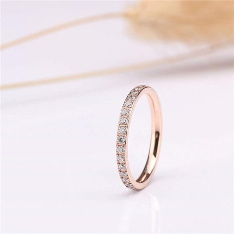 titanium rose gold thin simple promise ring for her