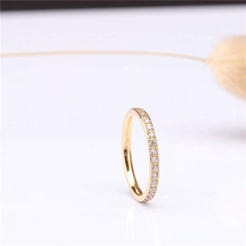 stackable rings for women - titanium gold thin simple promise ring for her