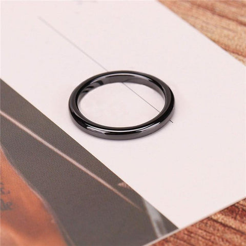 hypoallergenic black rings - simple thin classic polished ceramic black ring