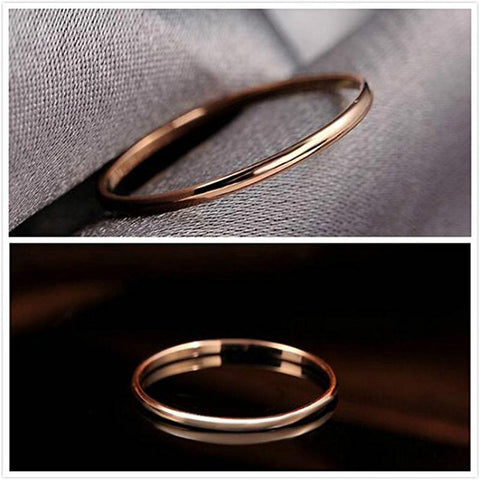 promise ring for her - 2mm Thin Simple Rose Gold Titanium Womens Ring