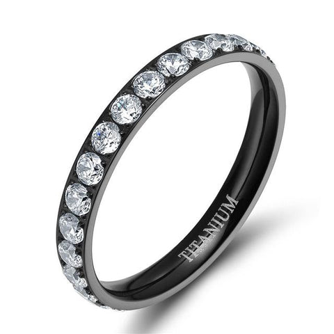 rings for her - simple black cubic zirconia womens ring gift