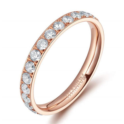 rings for her - simple rose gold cubic zirconia womens ring gift