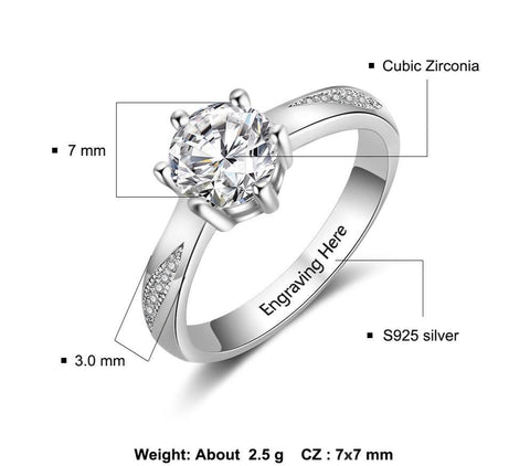 Fine Jewelry Original Silver Colour Ring Solitaire 6mm 1ct Cz Diamond  Wedding Rings For Women And Men - Rings - AliExpress