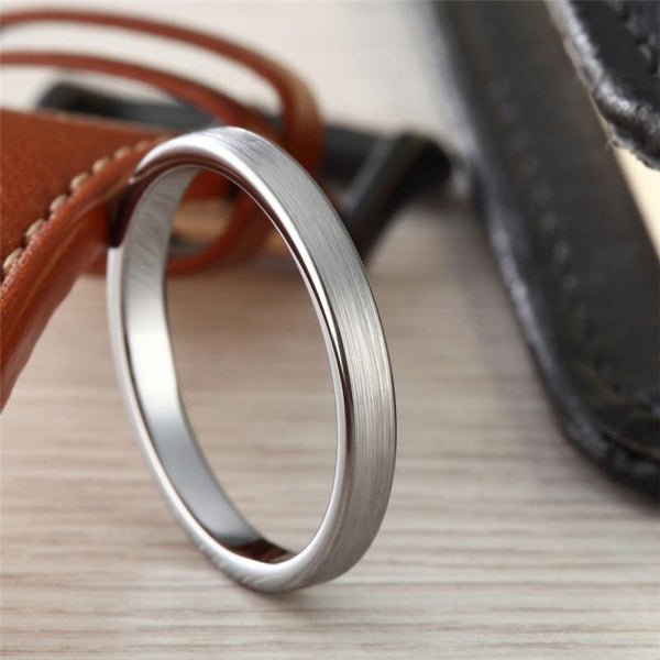 mens promise rings - simple minimalist silver tungsten male band