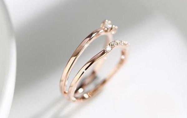 rings for her - rose gold simple minimalist cubic zirconia diamonds womens ring