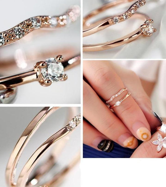 rings for her - rose gold simple minimalist cubic zirconia diamonds womens ring