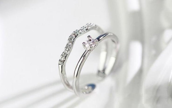 rings for her - silver simple minimalist cubic zirconia diamonds womens ring