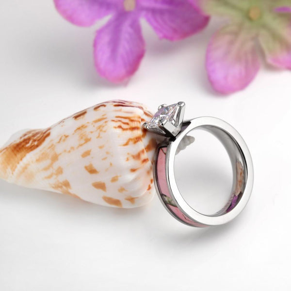 camo promise rings for her - pink titanium womens ring
