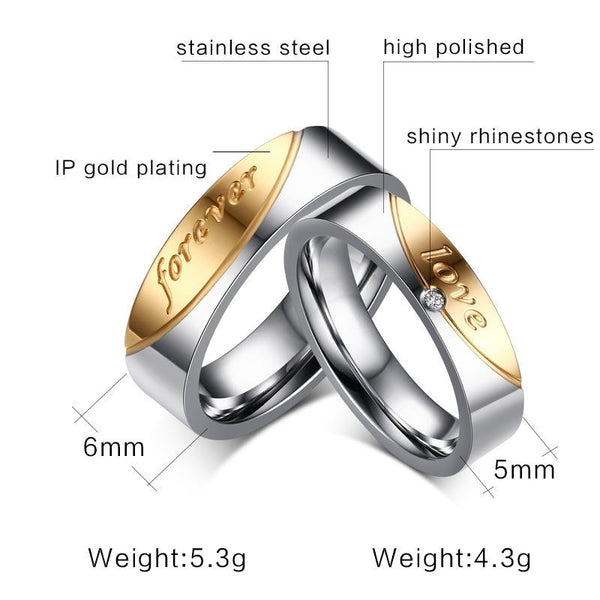 matching couple rings for him and her silver and gold