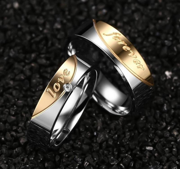 matching couple rings for him and her silver and gold