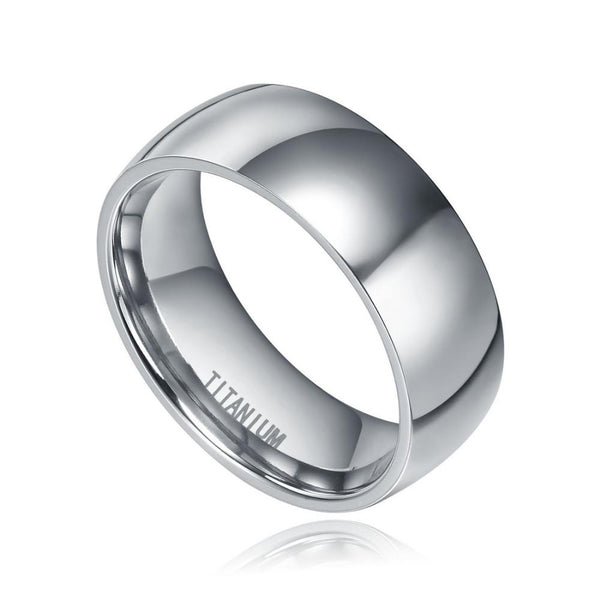 silver mens titanium wedding band