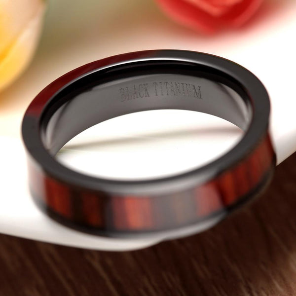 Wood mens rings - black and wood ring for men