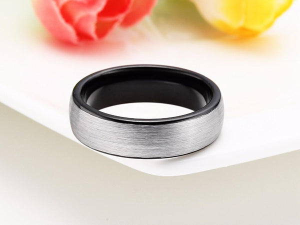 black couples rings - black silver matte male tungsten ring