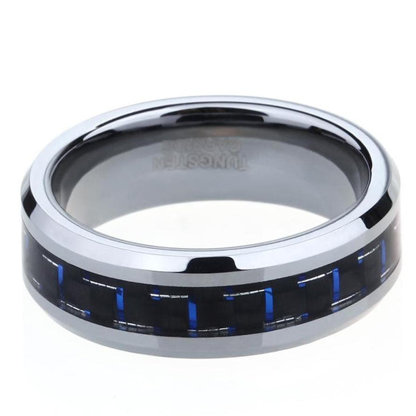 mens promise rings - silver blue ring for him