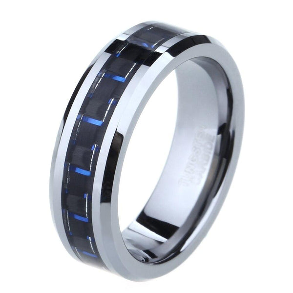 mens promise rings - silver blue ring for him