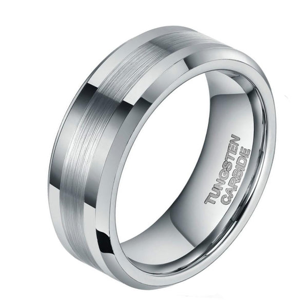 Promise Rings - Silver Tungsten Mens Ring