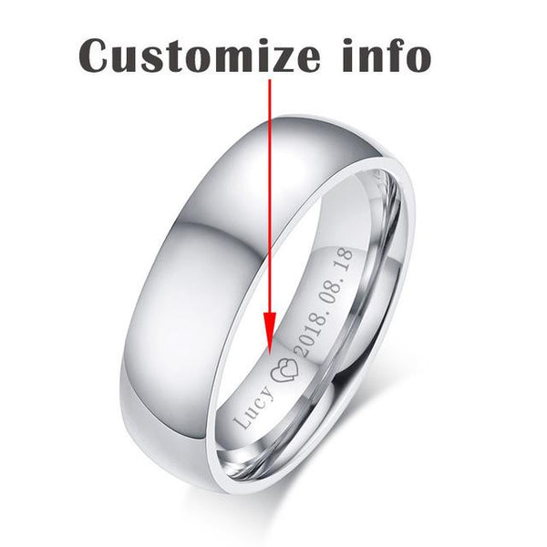 Personalized silver couples ring