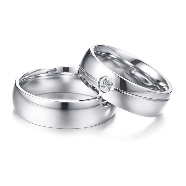Personalized silver couples ring