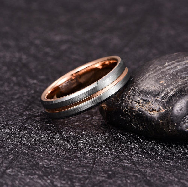 The Barrington Two Tone White Gold Groove Diamond Mens Wedding Ring –  KAVALRI