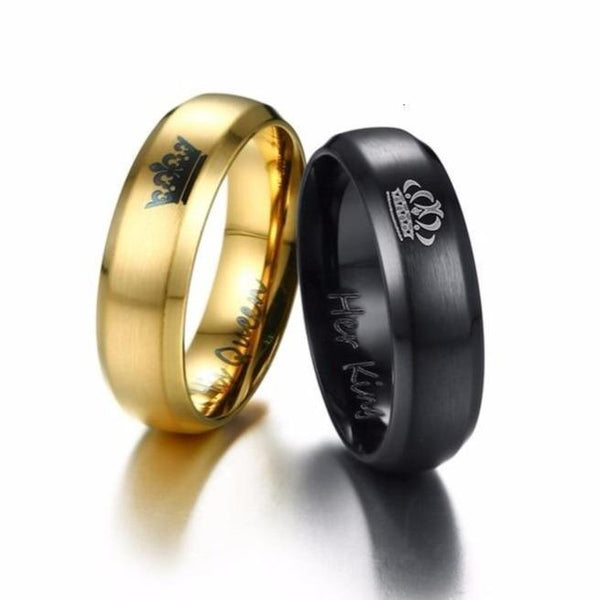 Couples rings - King and queen crown stainless steel rings