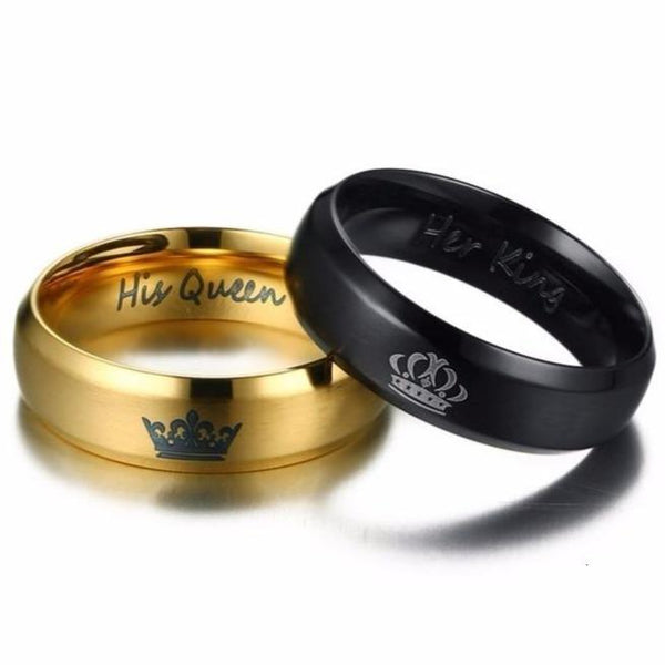 Couples rings - King and queen crown stainless steel rings