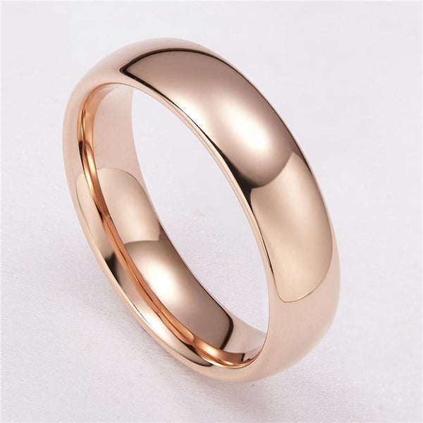 6mm High Polish Rose Gold Tungsten Womens Ring