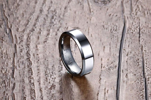 6mm Personalized Polished Silver Tungsten Unisex Ring
