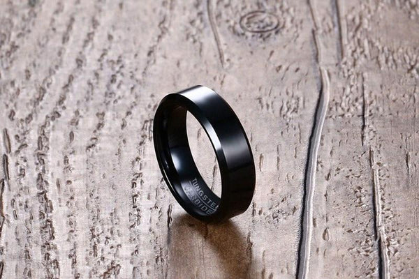 6mm Personalized Polished Black Tungsten Unisex Ring
