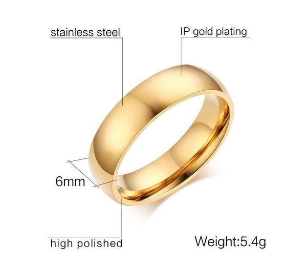 Personalized Gold Stainless Steel Unisex Rings