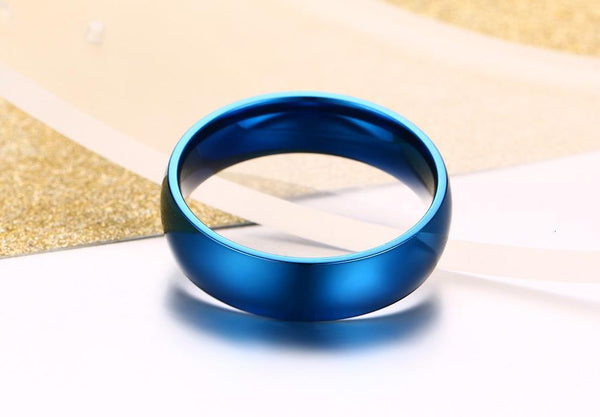 Personalized Blue Stainless Steel Unisex Rings