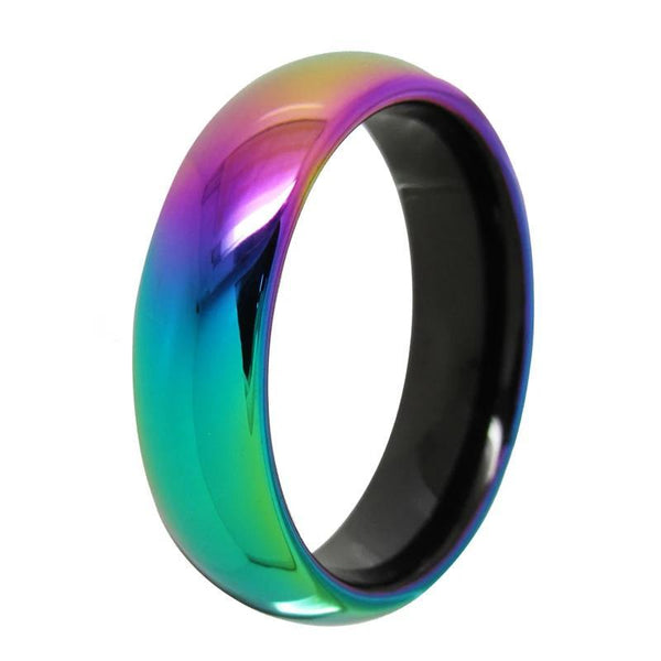 Rainbow LGBT Pride Unisex Tungsten Ring