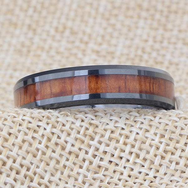 6mm Retro Wood Ceramic Unisex Ring