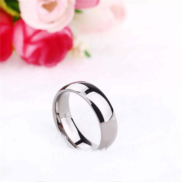 6mm Silver Polished Dome Titanium Womens Ring