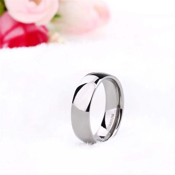 6mm Silver Polished Dome Titanium Womens Ring