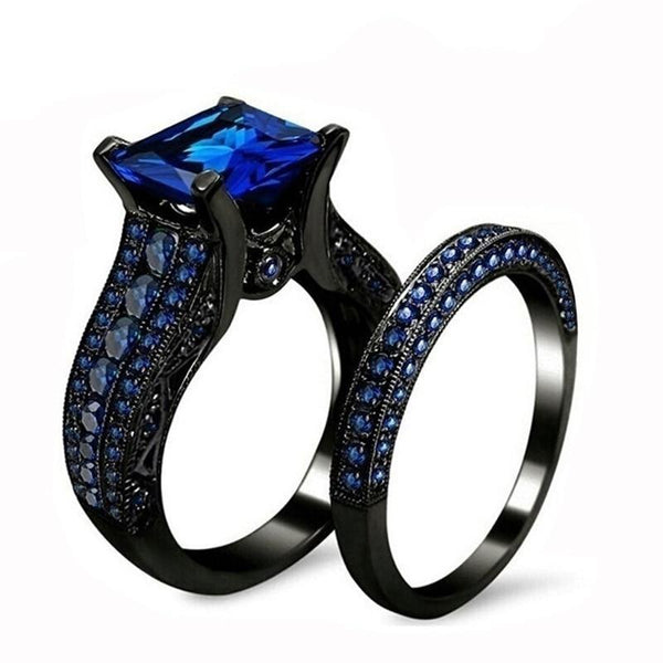 Vintage Blue Cubic Zirconia Womens Rings