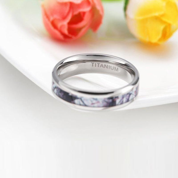 Personalized Camo titanium silver ring