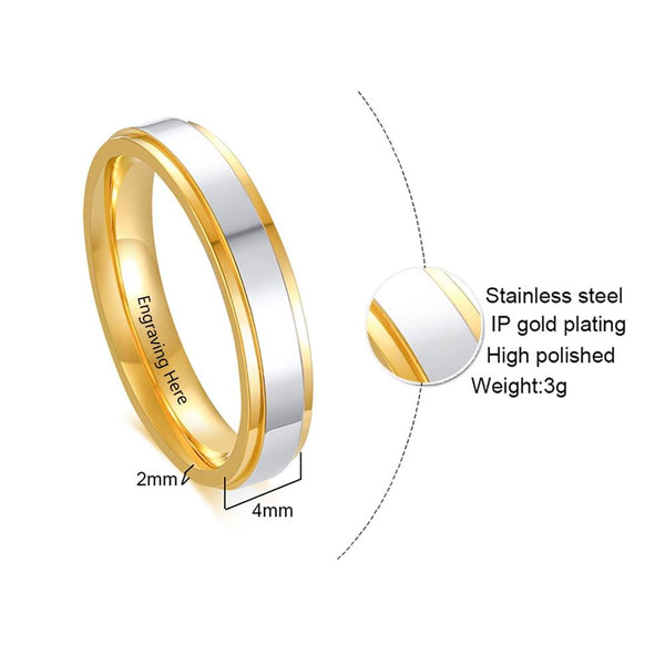 promise rings for couples - gold personalized matching ring set