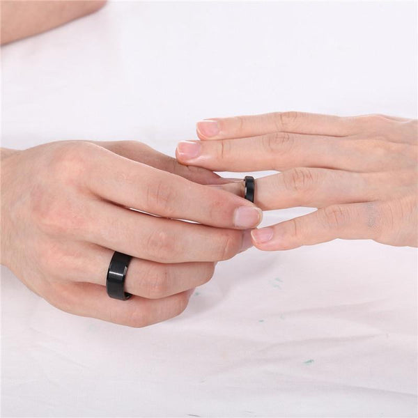 Couples black matching promise rings for him and her