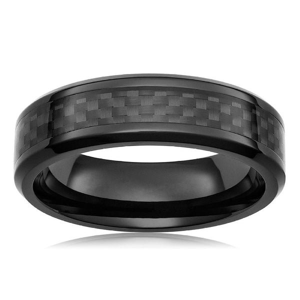 Ceramic black mens ring with custom engraving