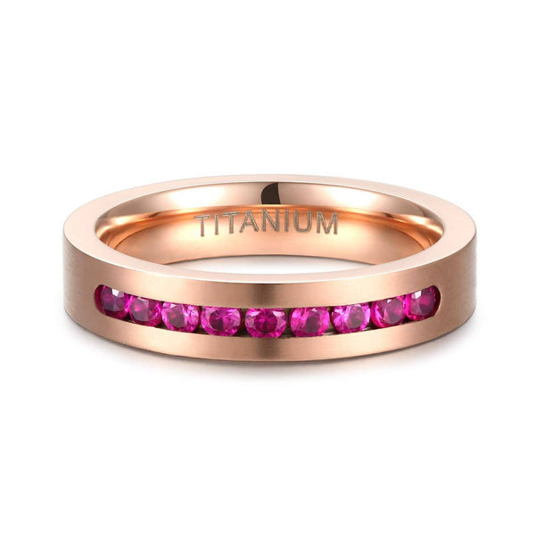 Couples promise rings - rose gold pink cubic zirconia diamond womens ring
