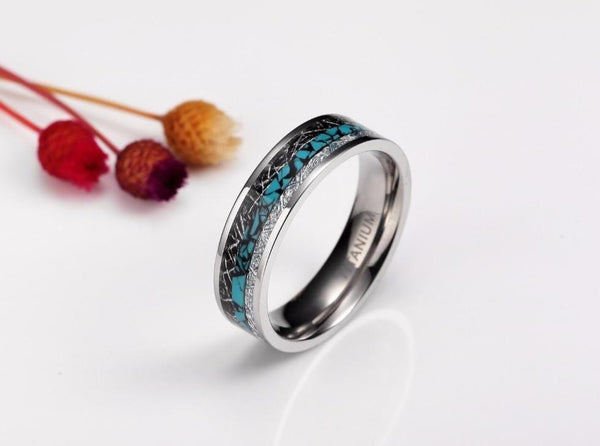 Personalized silver and turquoise color womens rings