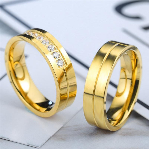 personalized matching gold couples promise rings for him and her