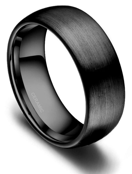 Ceramic rings - black personalized mens rings