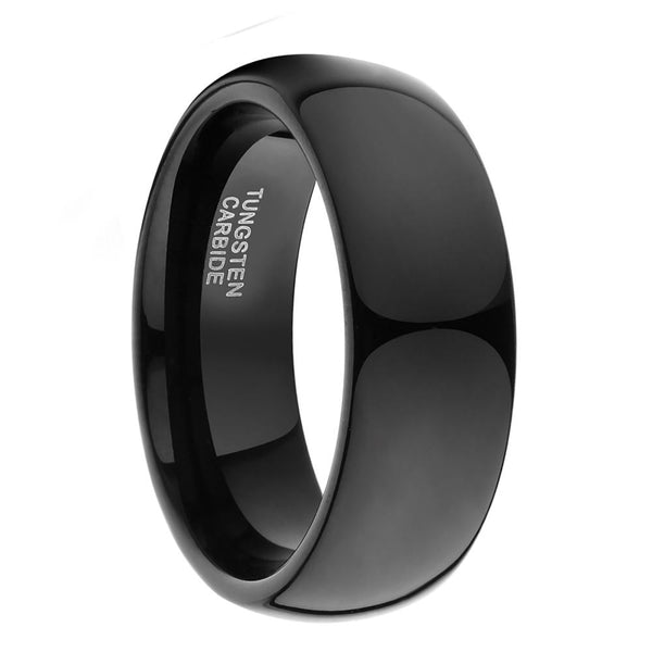 Rings for him - black polished tungsten mens ring