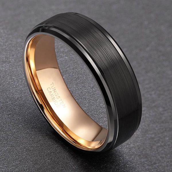 Promise rings for him - black gold plated Tungsten mens ring