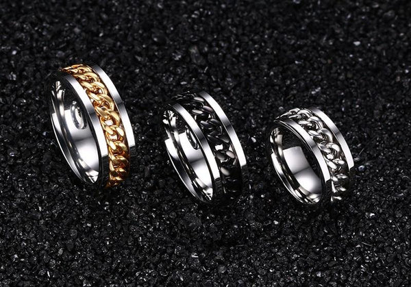 Worry Stress Relief Rotatable Spinner Mens Rings