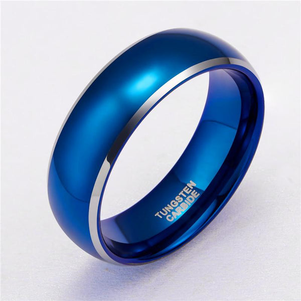 Rings for him - blue Tungsten custom mens ring